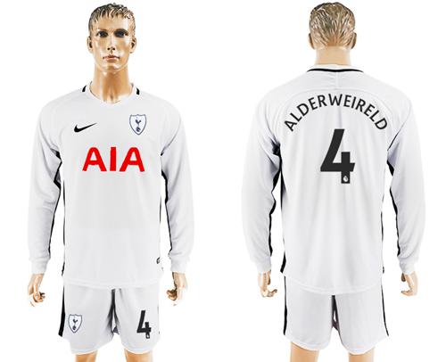Tottenham Hotspur #4 Alderweireld Home Long Sleeves Soccer Club Jersey